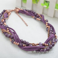 Handmade Crystal Beads Necklace Velvet String Weaved Choker